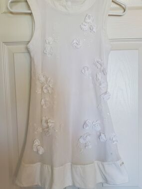 Mayoral Girls White Floral Appliqué Dress